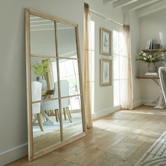 Lime Washed Window Mirror - Extra Large
