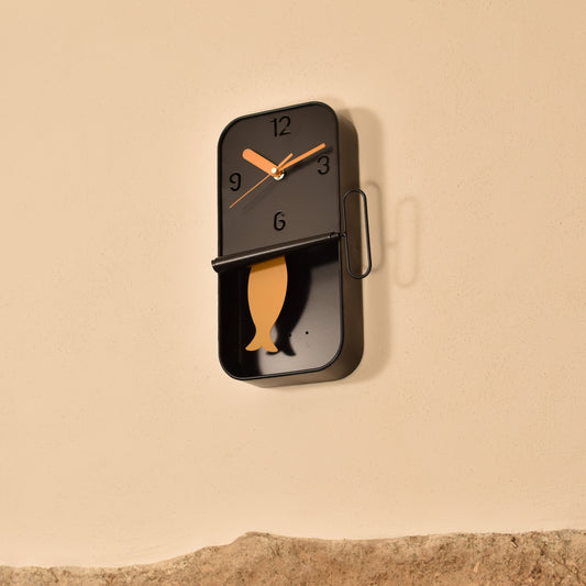 Sardine Tin Clock - Black & Mustard