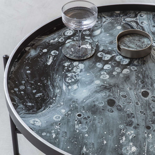 Black and Silver - Molten Metals - Folding Coffee Table