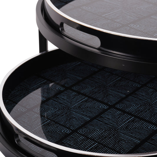 Set Of Two Silver Squares Occasional Tray Tables