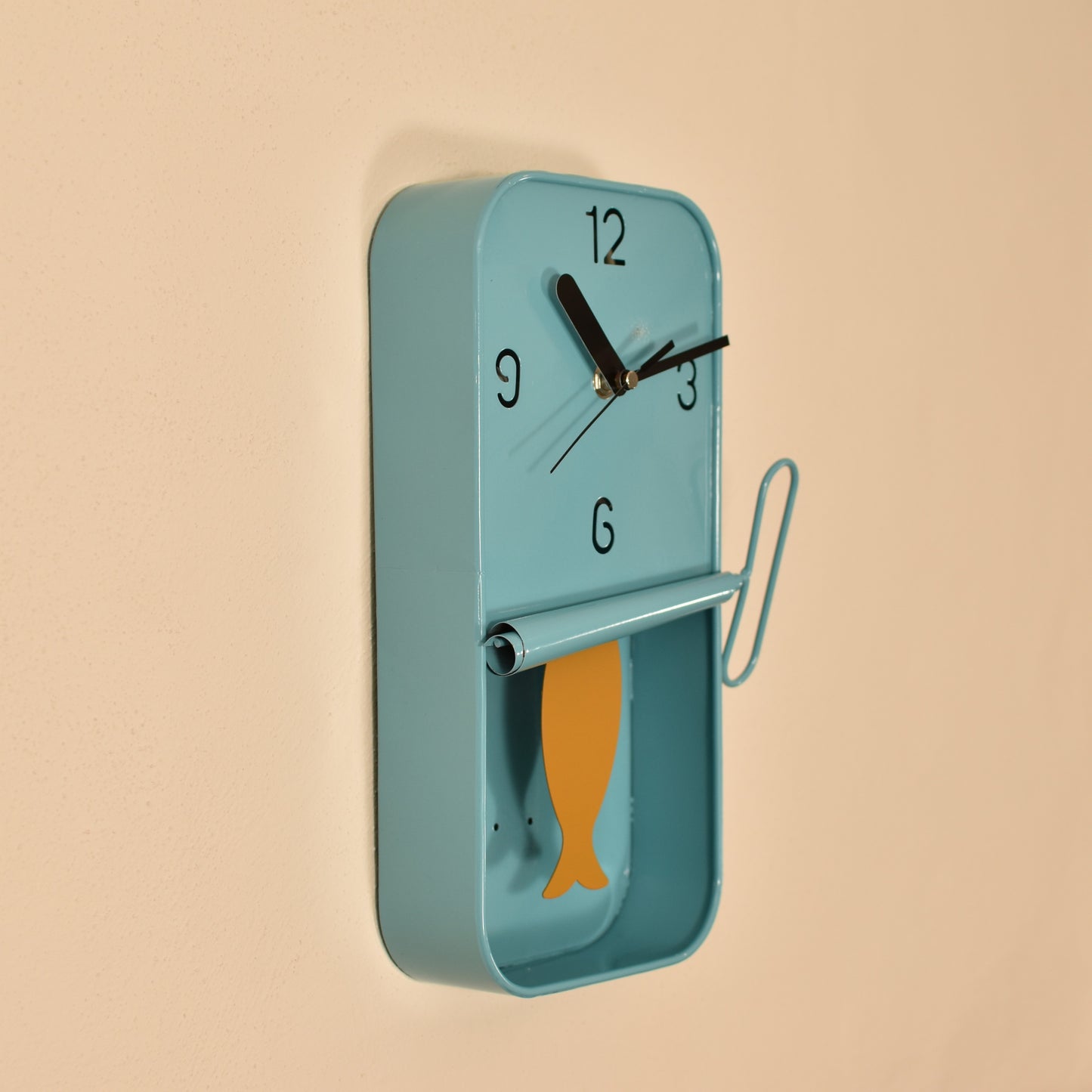 Sardine Tin Clock - Sky Blue & Mustard