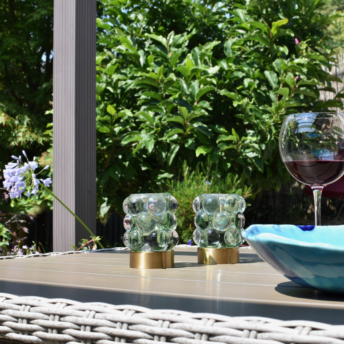 Bobble Design Glass LED Battery Light - Pale Forest Green