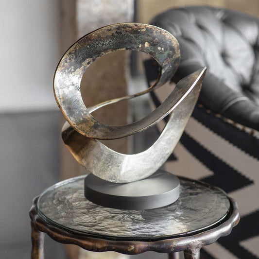 Aged Gold Ribbon Knot Sculpture