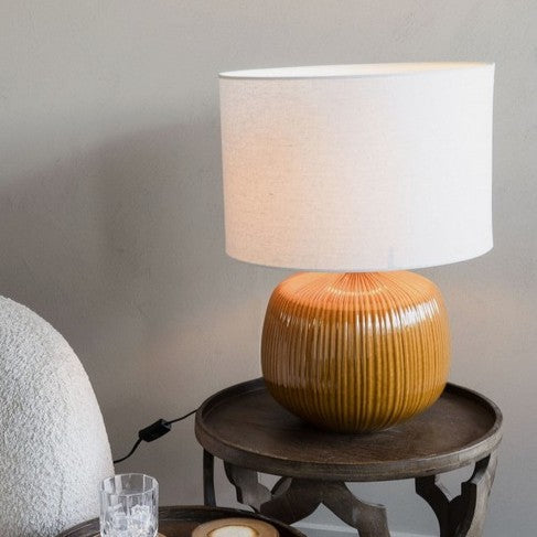 Burnt Ochre Ribbed Table Lamp