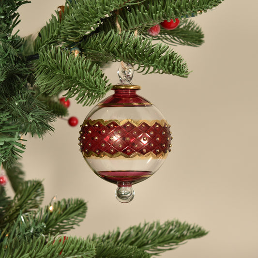 Carnival Band Handblown Glass Bauble - Red - Large
