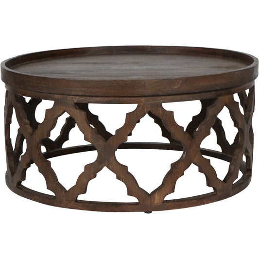 Carved Lattice Coffee Table - Dark Mango Wood