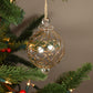 Ribbons Handblown Glass Bauble - Clear & Gold - Large