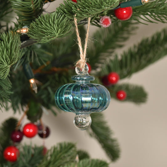 Victorian Coach - Egyptian Glass Bauble - Jade Green Iridescent - Small