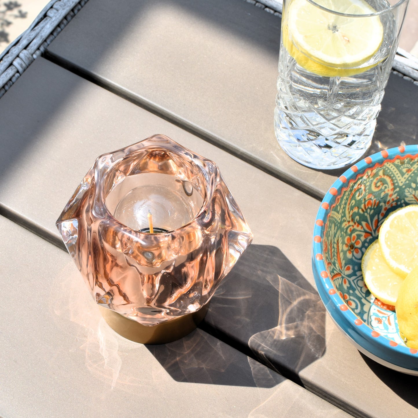 Diamond Design Glass LED Battery Light - Pink