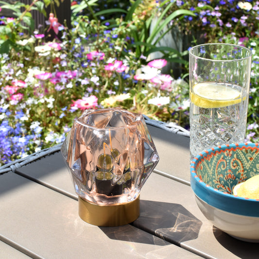 Diamond Design Glass LED Battery Light - Pink