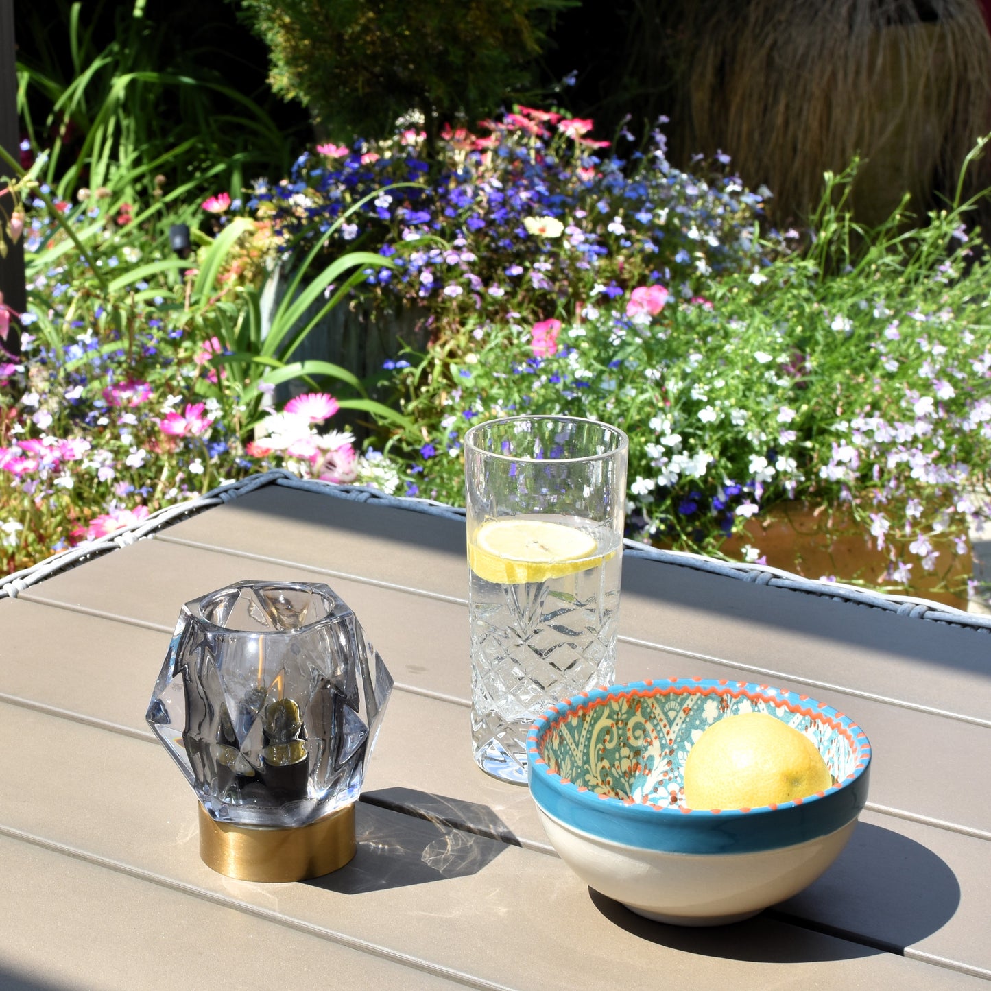 Diamond Design Glass LED Battery Light - Grey