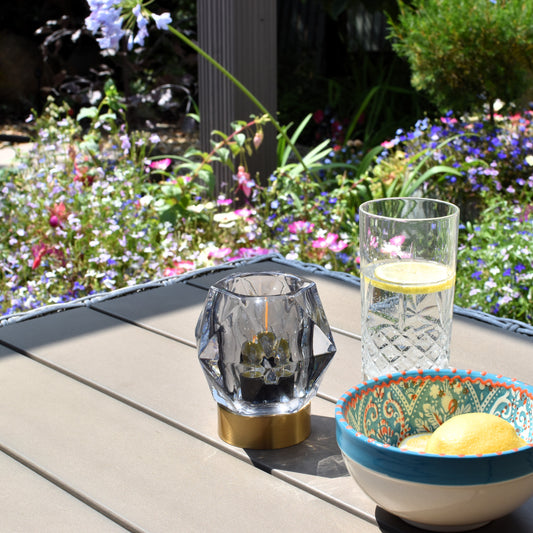 Diamond Design Glass LED Battery Light - Grey