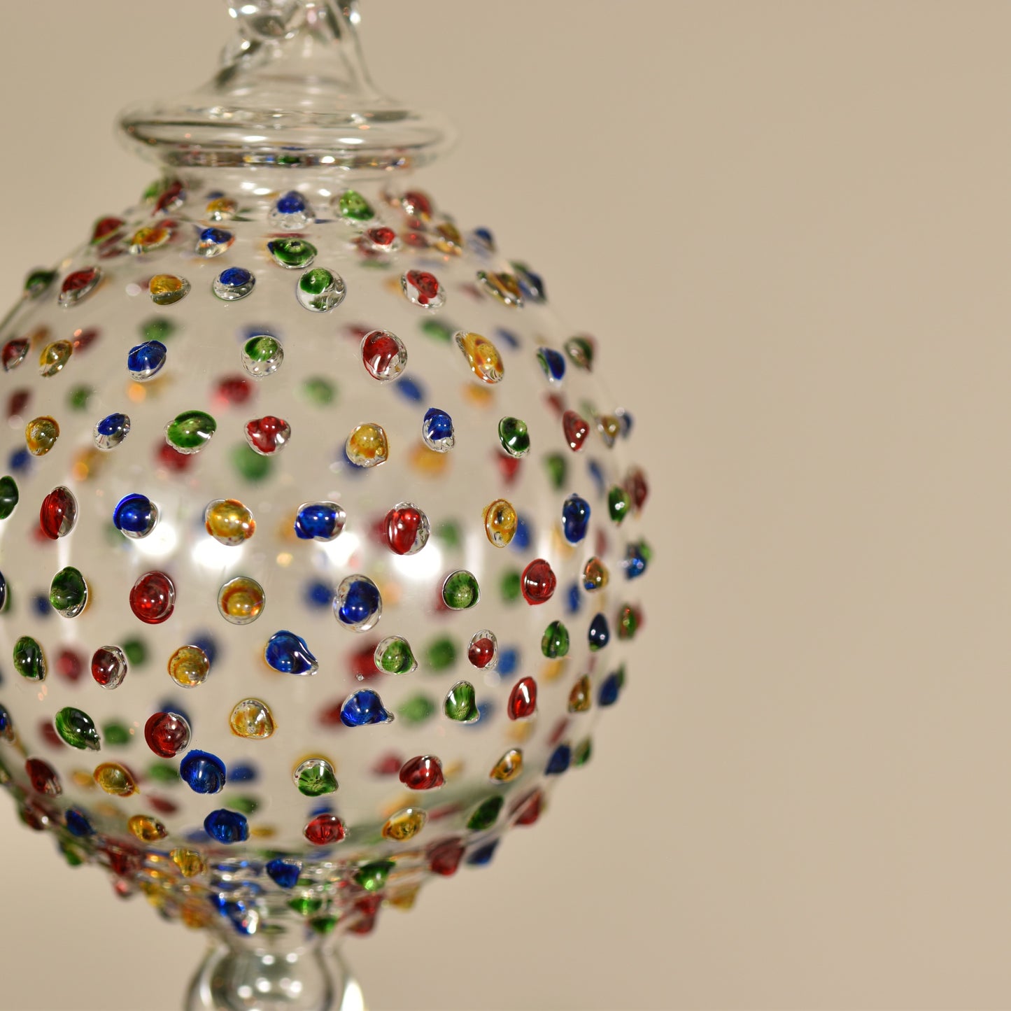 Dotty Gems Handblown Glass Bauble - Multi Colour - Small