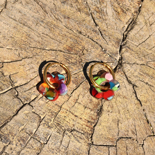 Lottie Resin Flower Hoop Earring - Multi Coloured