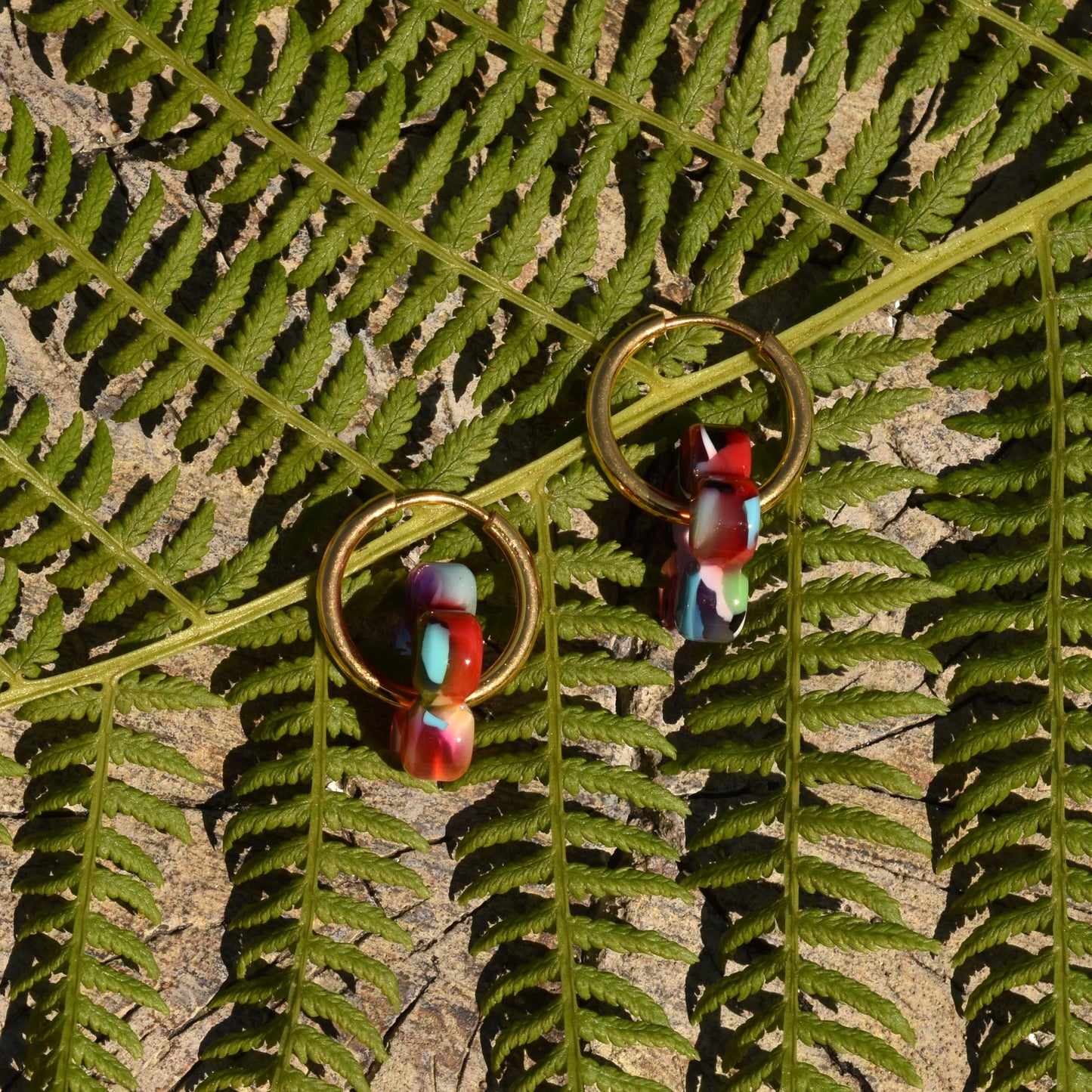 Lottie Resin Flower Hoop Earring - Multi Coloured