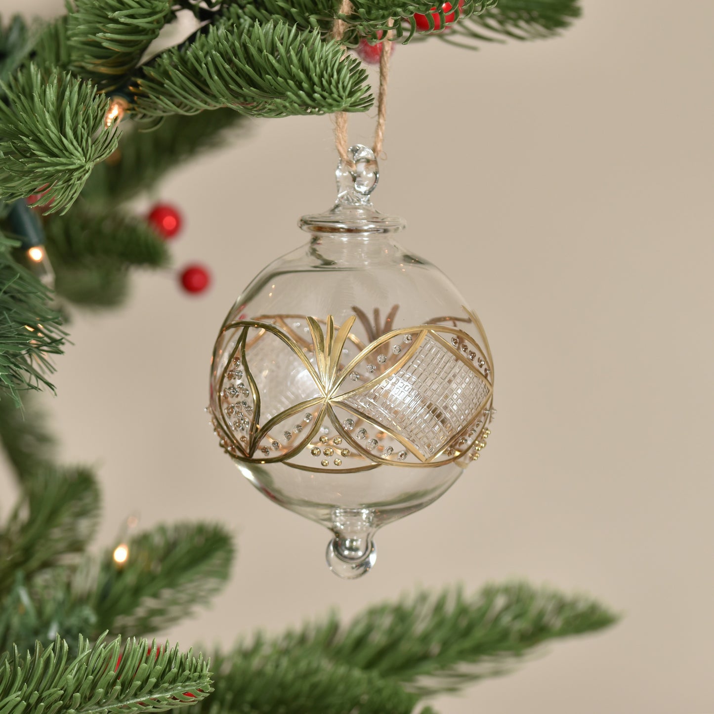 Gatsby Handblown Glass Bauble - Gold & Clear - Large