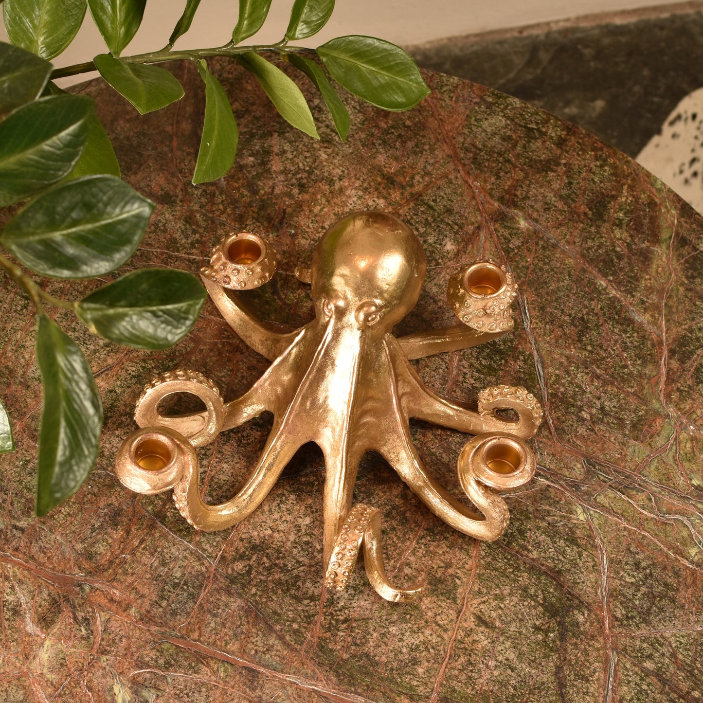 Gold Octopus Candle Holder