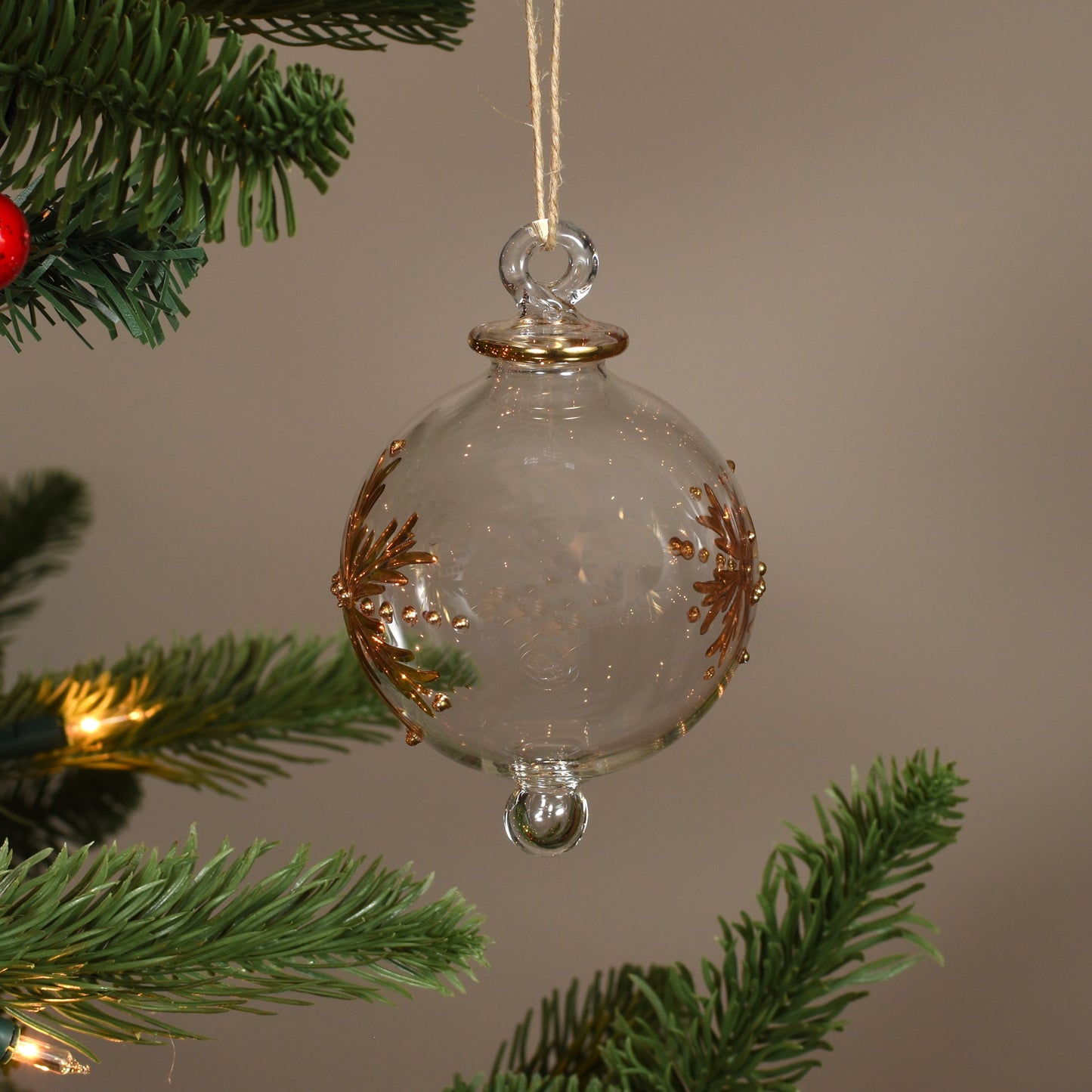 Snowflake Handblown Glass Bauble - Gold - Large
