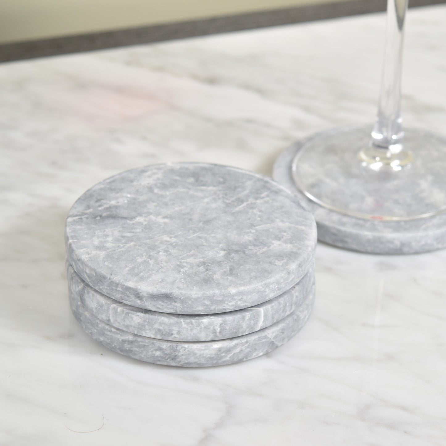 Solid Marble Coasters - Light Grey