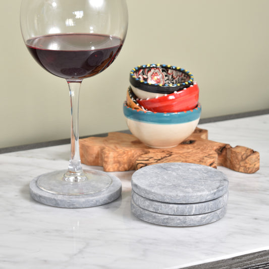 Solid Marble Coasters - Light Grey