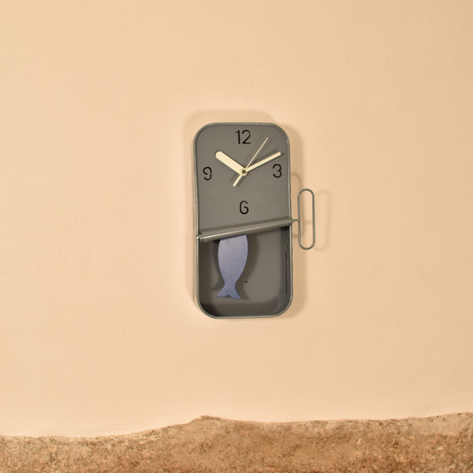 Sardine Tin Clock - Grey & Blue
