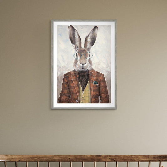 Hare In Jacket Framed Print