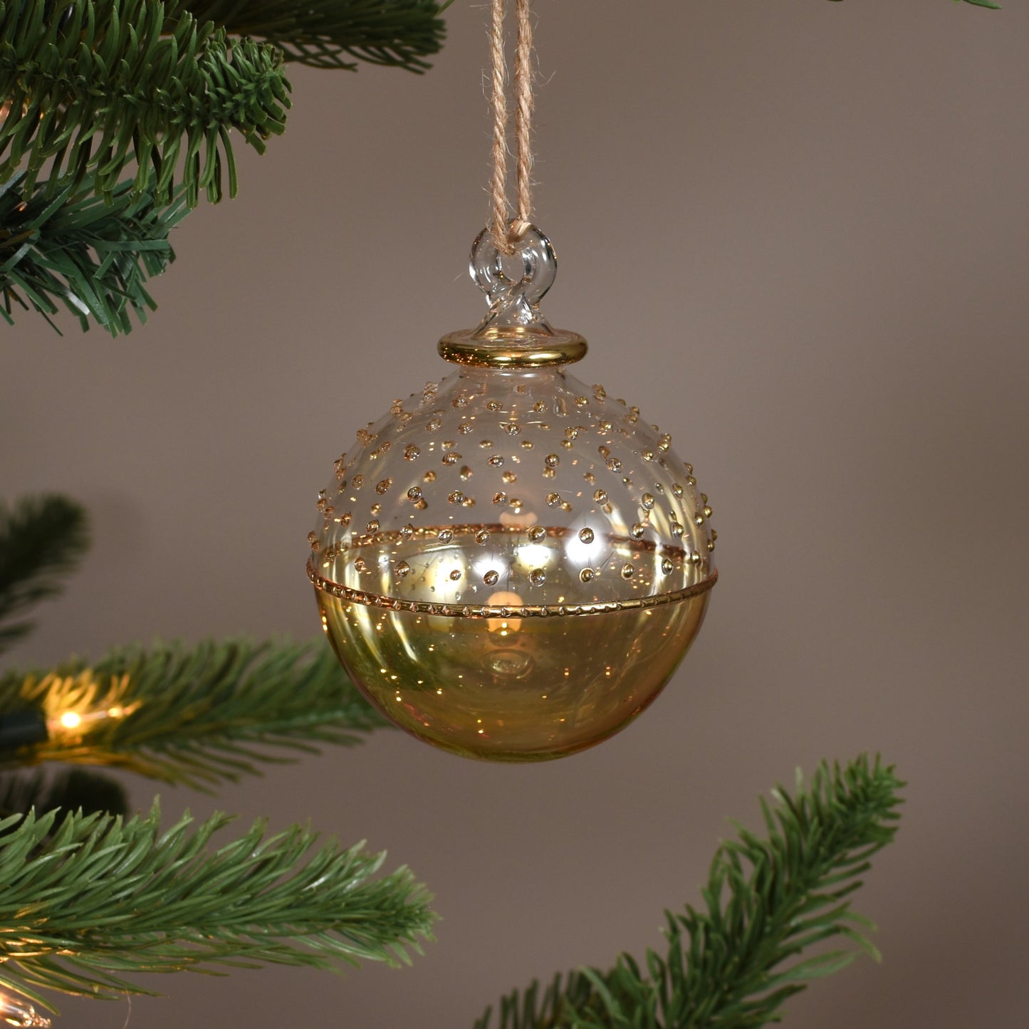 Horizon Handblown Glass Bauble - Light Amber - Large