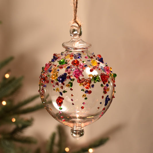 Gems Icicle Handblown Glass Bauble - Multi Colour - Large