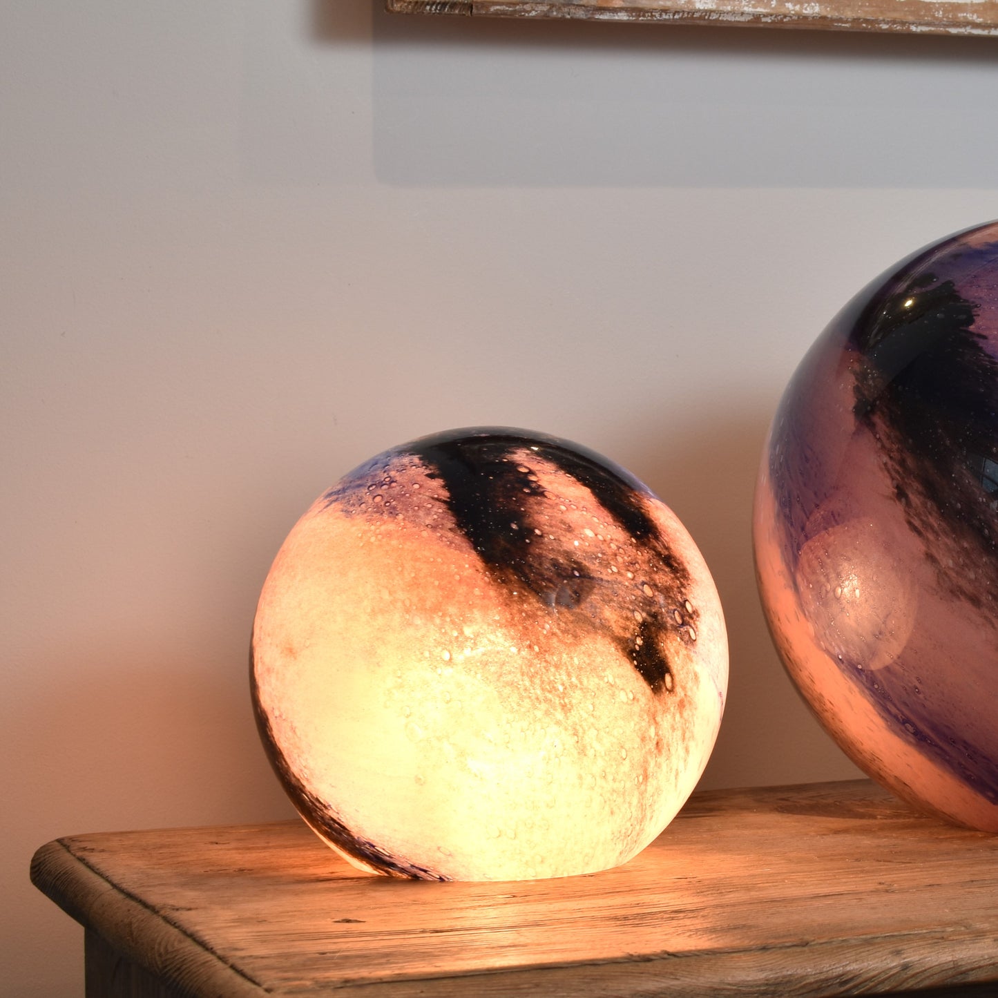 Inks & Pinks Glass Lamp - Sphere Small
