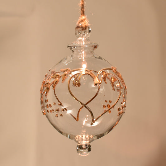 Love Heart Egyptian Glass Bauble - Gold - Large