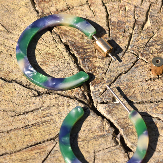 Lorena Small Hoop Earring - Greens & Blues