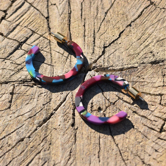 Lorena Small Hoop Earring - Purple & Blues