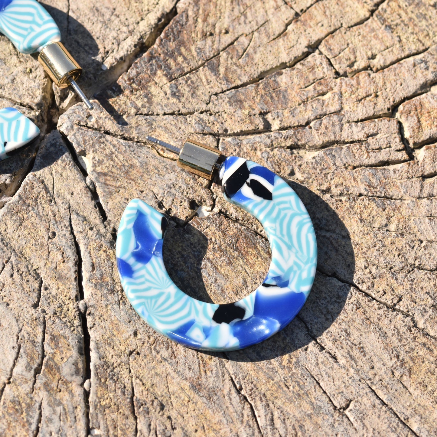 Melissa Wide Hoop Earring - Blues