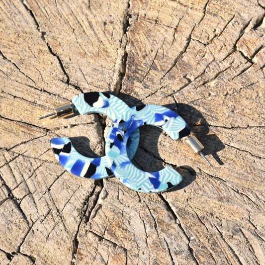 Melissa Wide Hoop Earring - Blues