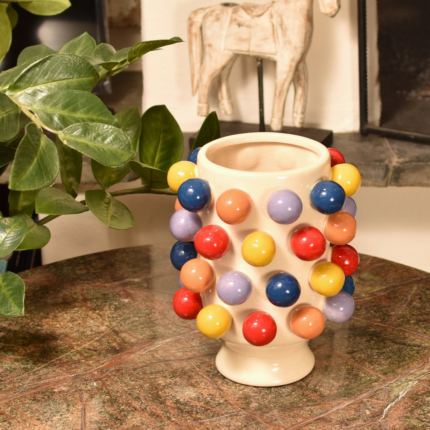 Bobble Pom Pom Vase - Multi Coloured