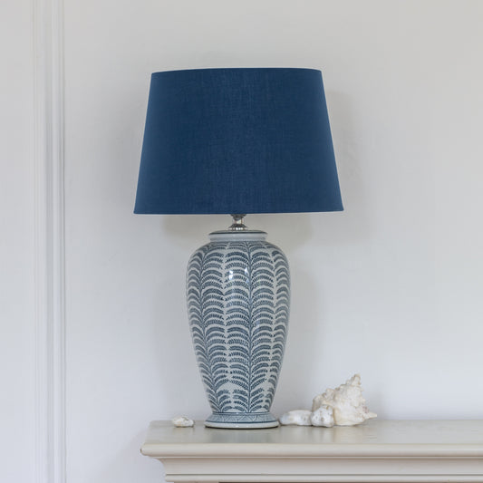 Navy Blue Palm Table Lamp