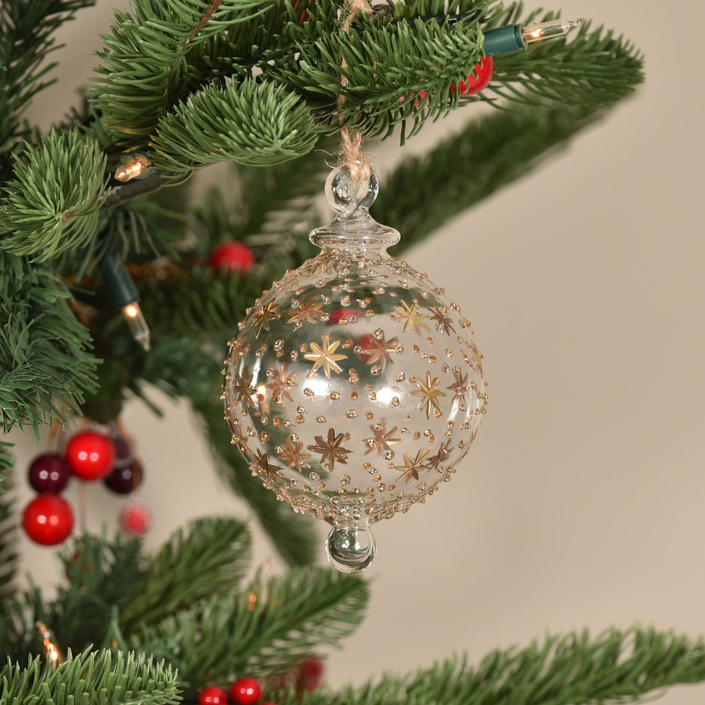 Night Sky Handblown Glass Bauble - Gold & Clear - Large