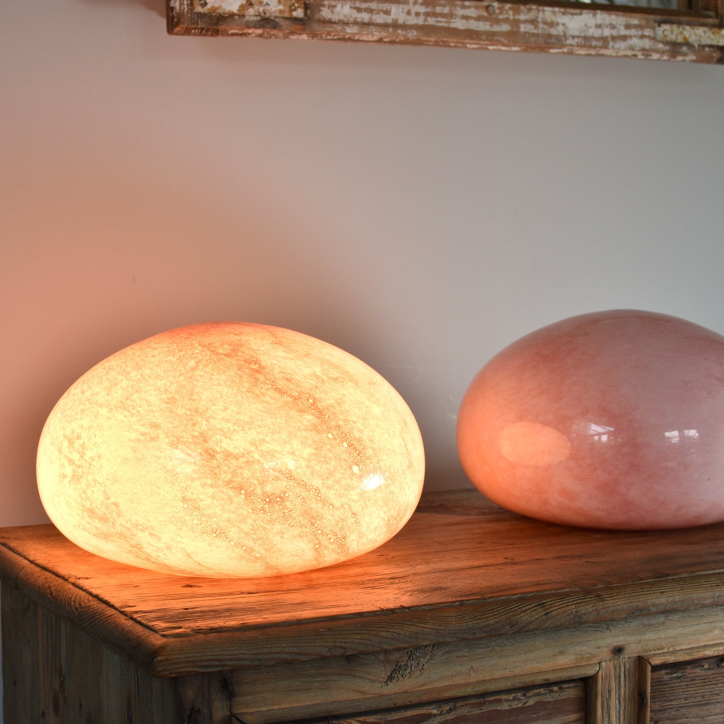 Rose Pink Quartz Glass Lamp - Pebble