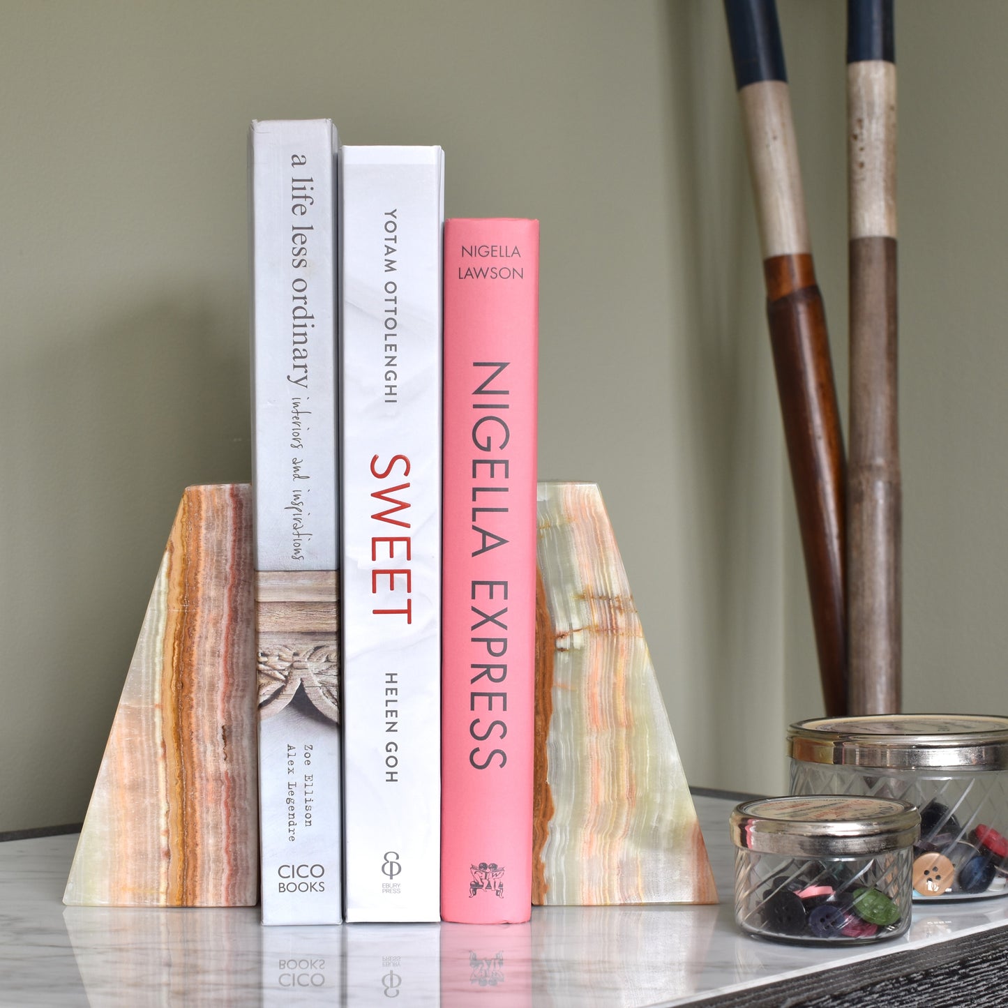 Solid Marble Bookends - Onyx