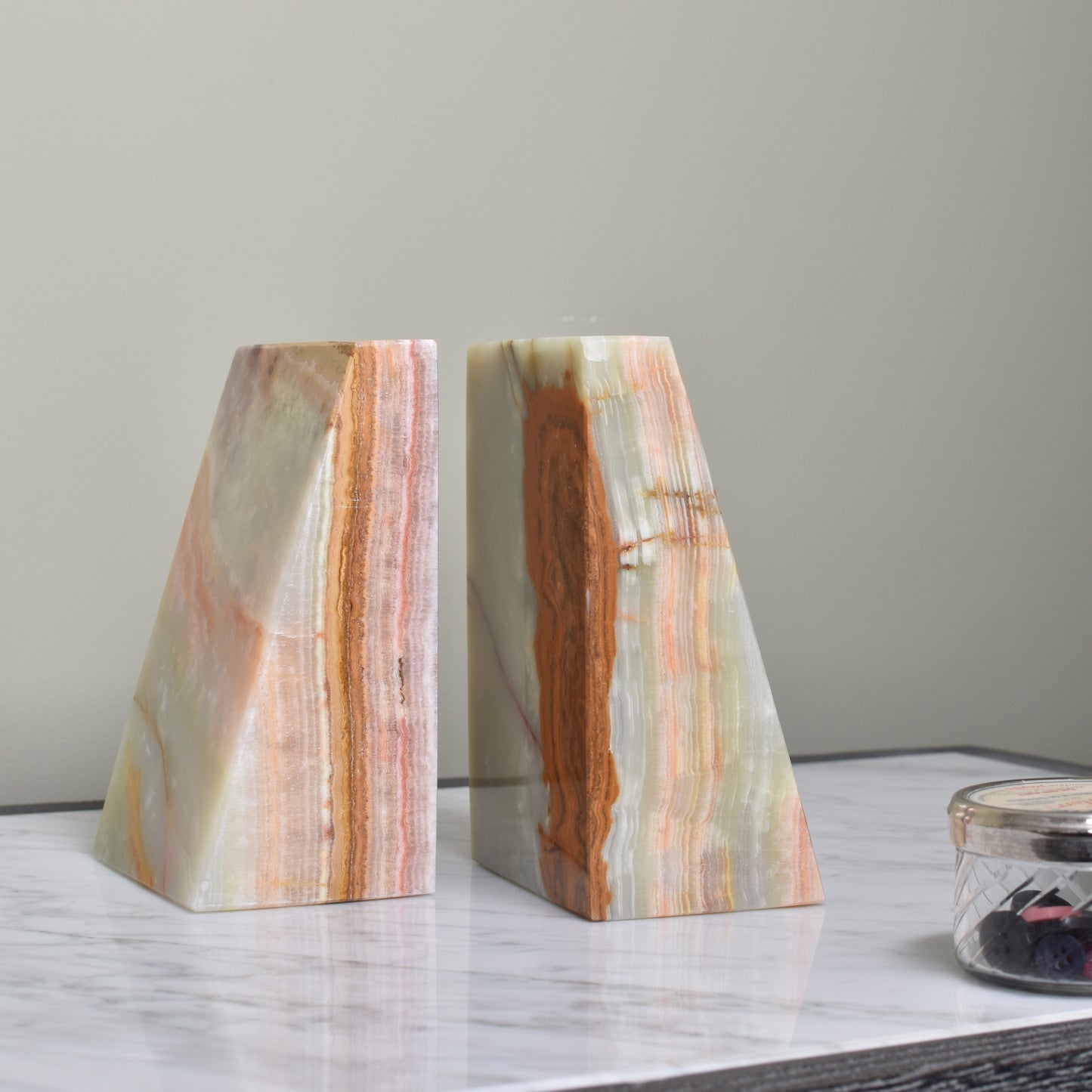 Solid Marble Bookends - Onyx