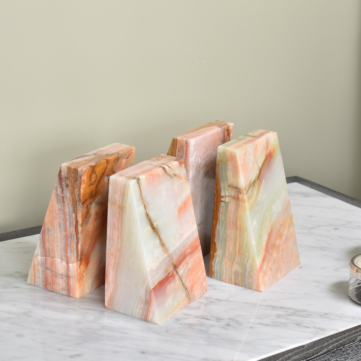 Solid Marble Bookends - Onyx