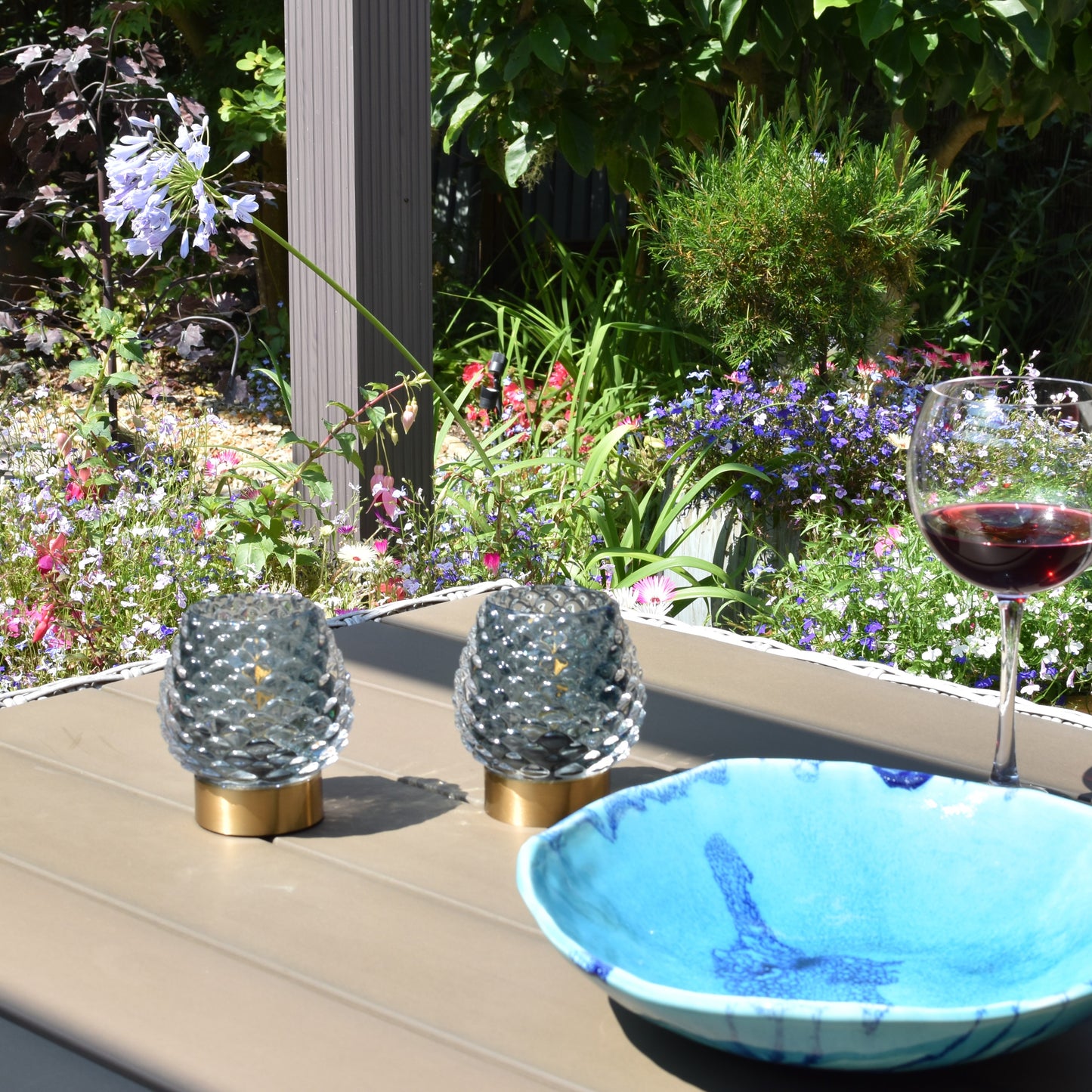 Pinecone Design Glass LED Battery Light - Smoky Grey