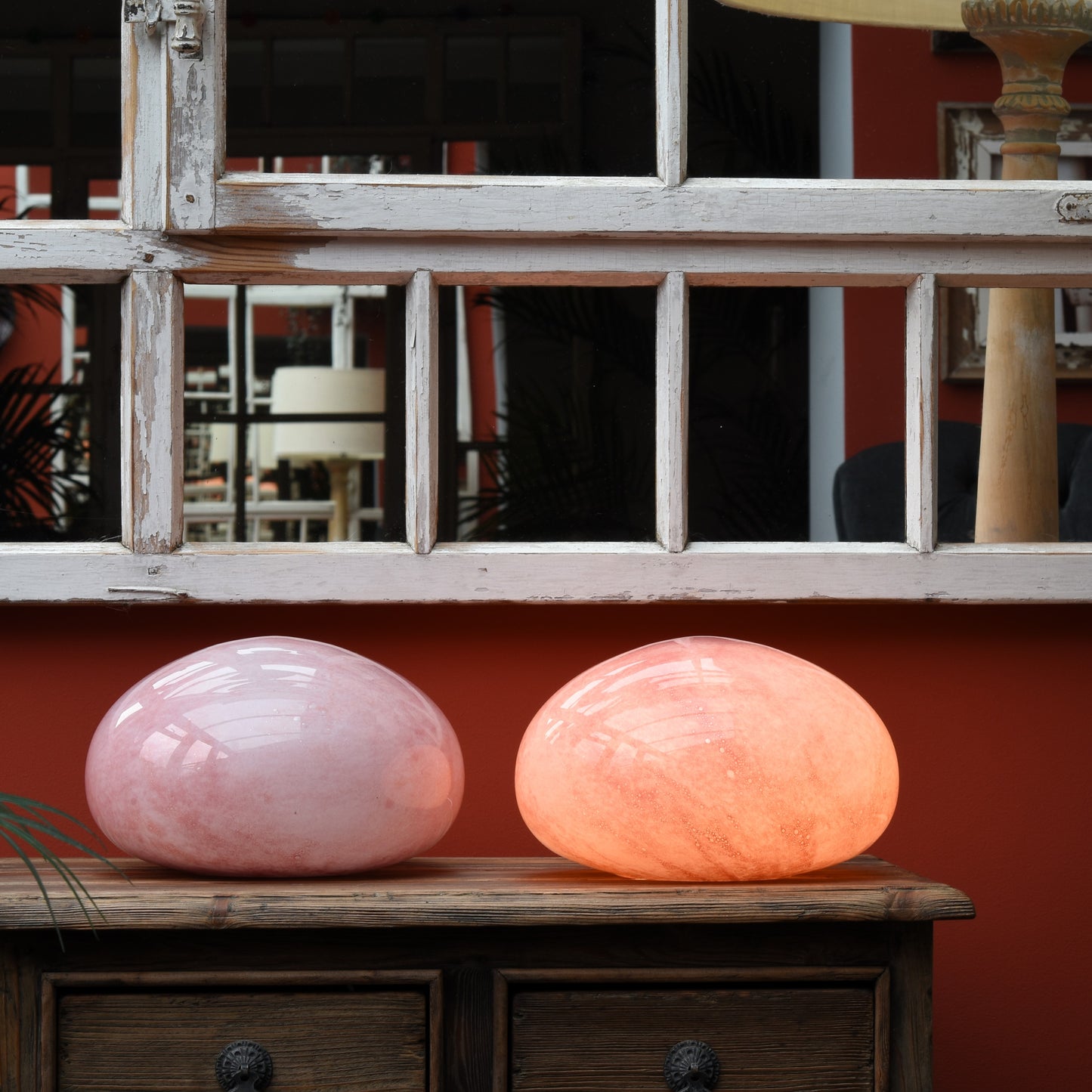 Rose Pink Quartz Glass Lamp - Pebble