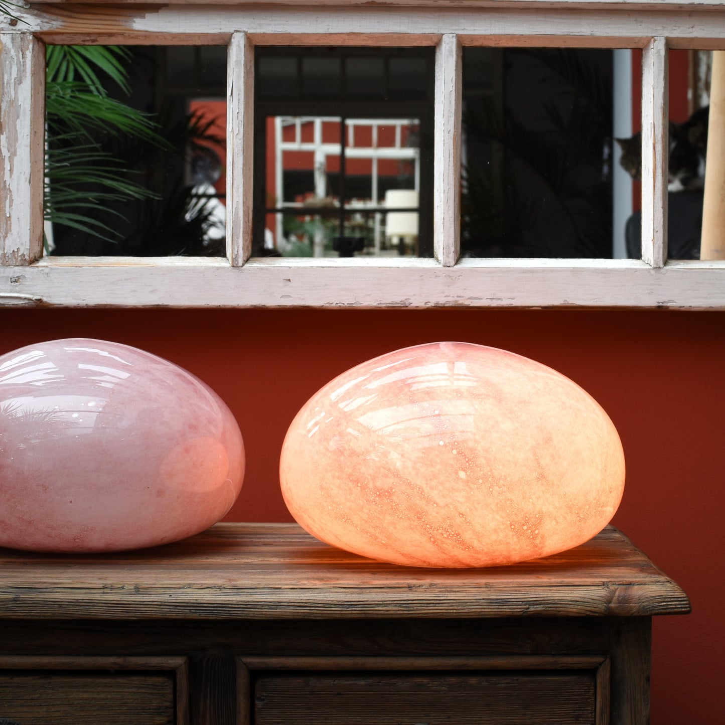 Rose Pink Quartz Glass Lamp - Pebble