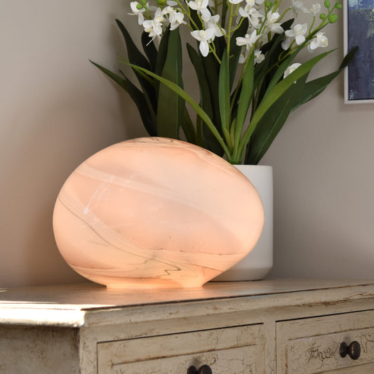 Pink Marble Handblown Glass Lamp - Rock