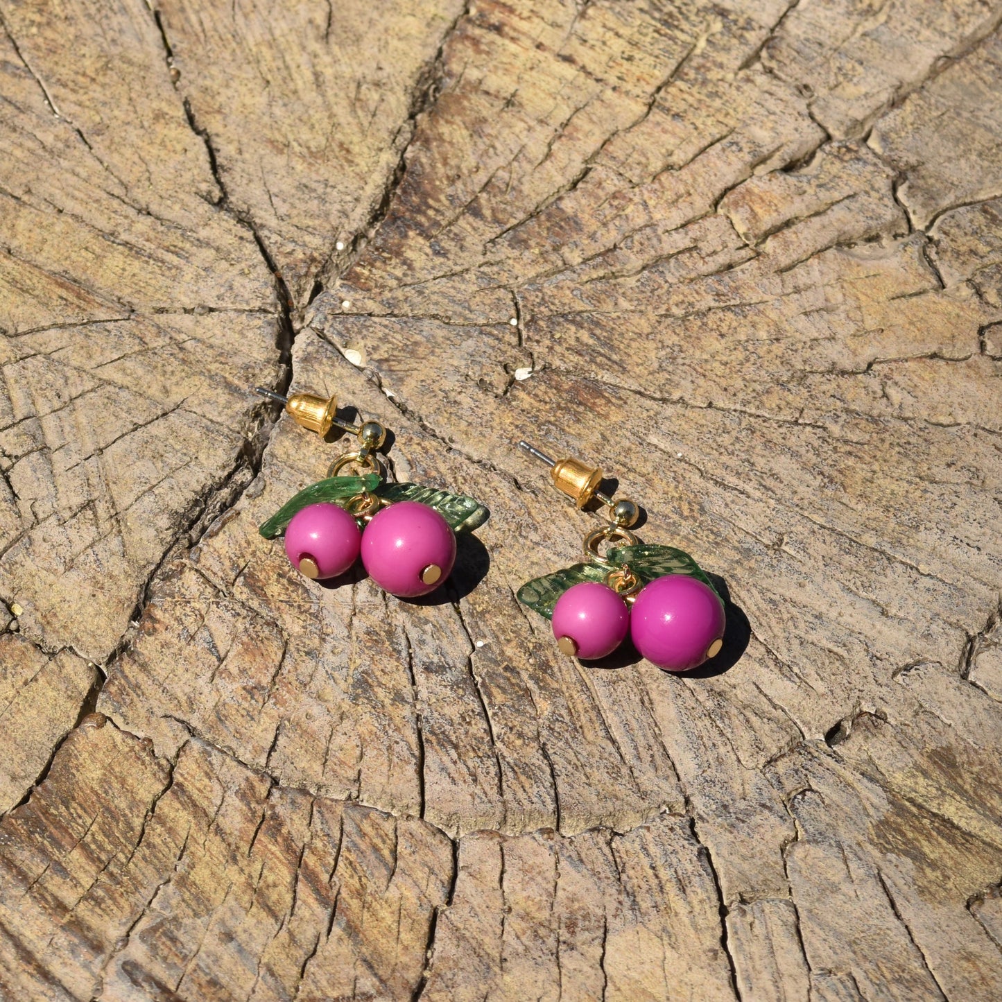 Cranberry Resin Fruit Earrings