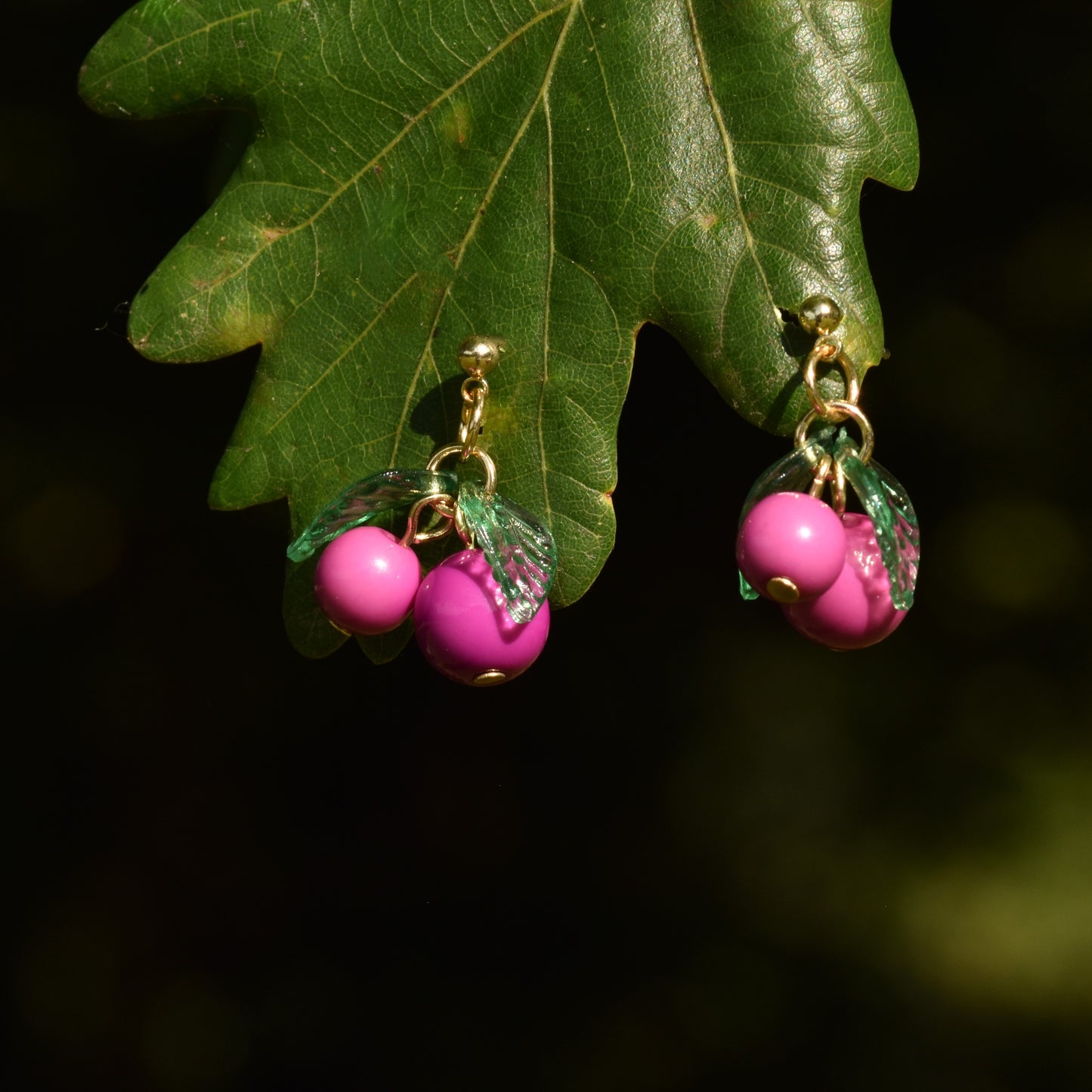 Cranberry Resin Fruit Earrings