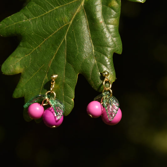 Cranberry Resin Fruit Earrings