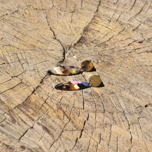 Carla Droplet Earring - Red Blue & Grey