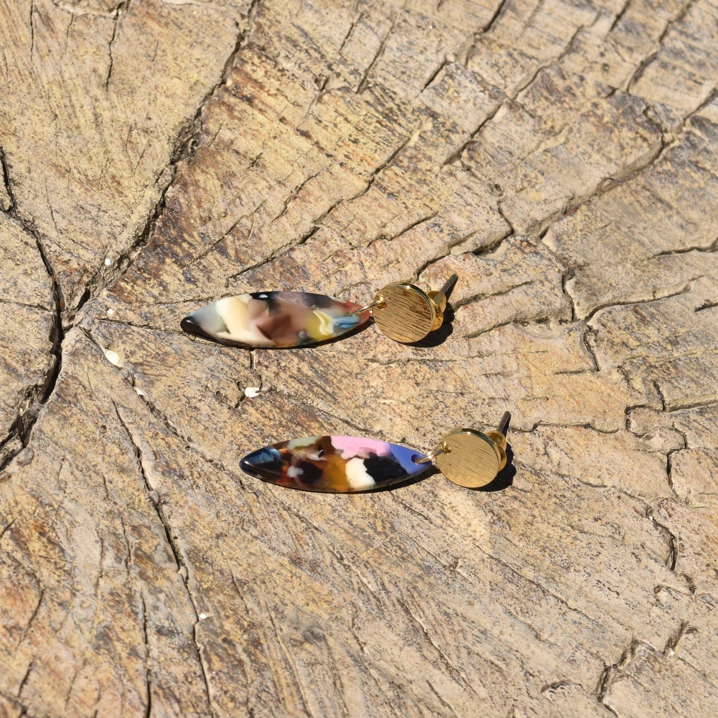 Carla Droplet Earring - Red Blue & Grey
